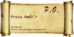 Preis Omár névjegykártya
